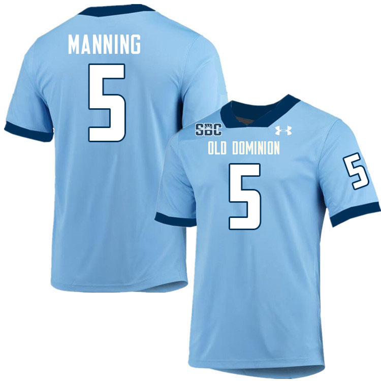 #5 Jahron Manning Old Dominion Monarchs College Football Jerseys Stitched-Light Blue